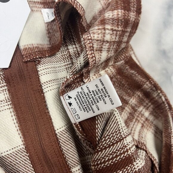 Potter's Pot Mini Skirt Size Large Juniors Rusty Plaid Fleece Back Zip Hem Slit - Picture 7 of 7